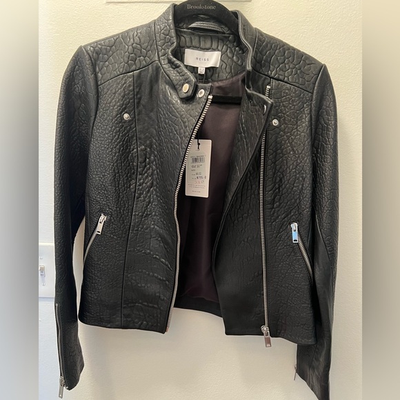 Reiss Luella Texture Leather Biker Jacket. Size 2 - Picture 10 of 14